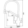 Смеситель для кухни с гибким изливом FRAP F4397 с подключением фильтра питьевой воды хром/черный